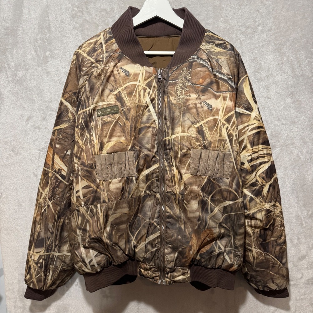 Columbia Vintage Reversible Hunting Jacket Advantage Max-4 HD Camo Brown Bomber